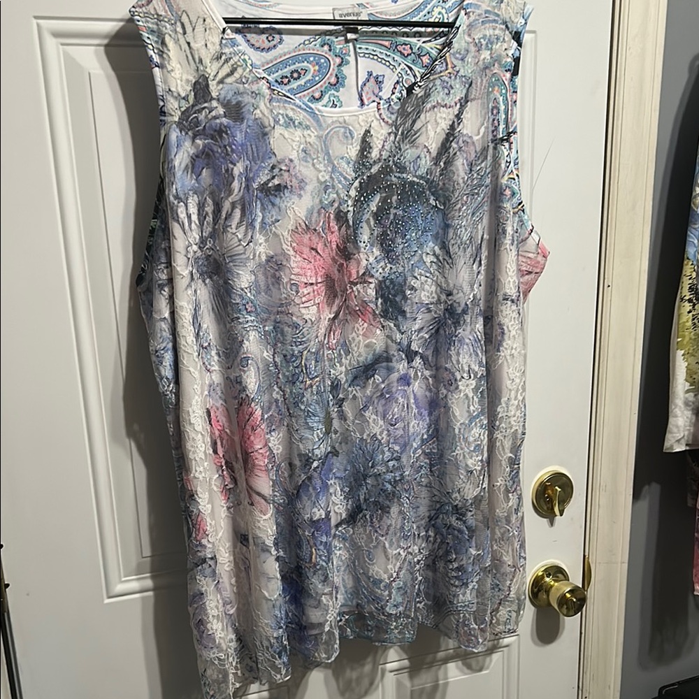 Avenue Sheer Dressy Tank that is sheer Lacey material with Tank Top underneath!!